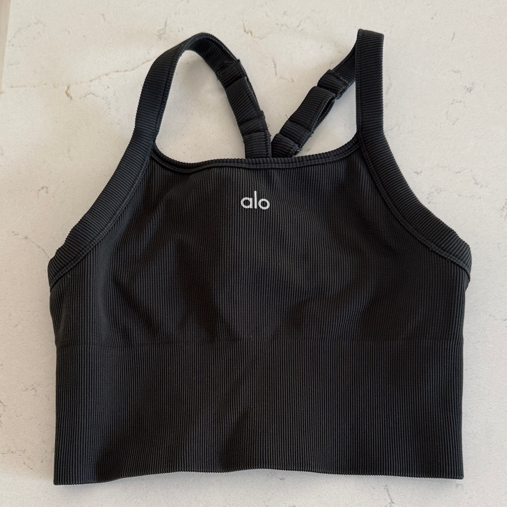 ALO Yoga Ribbed Crop Sports Bra Top